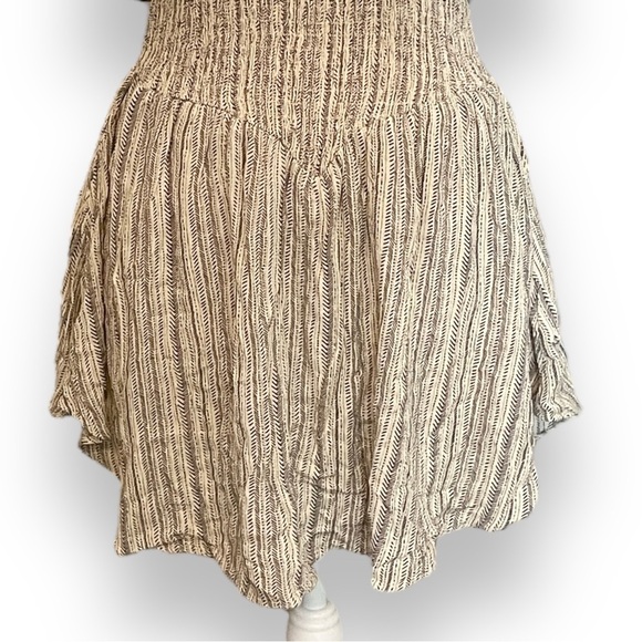 Anthropologie Promesa Size L Strapless Mini Dress Romper Ruching Cream Gray - Picture 3 of 13